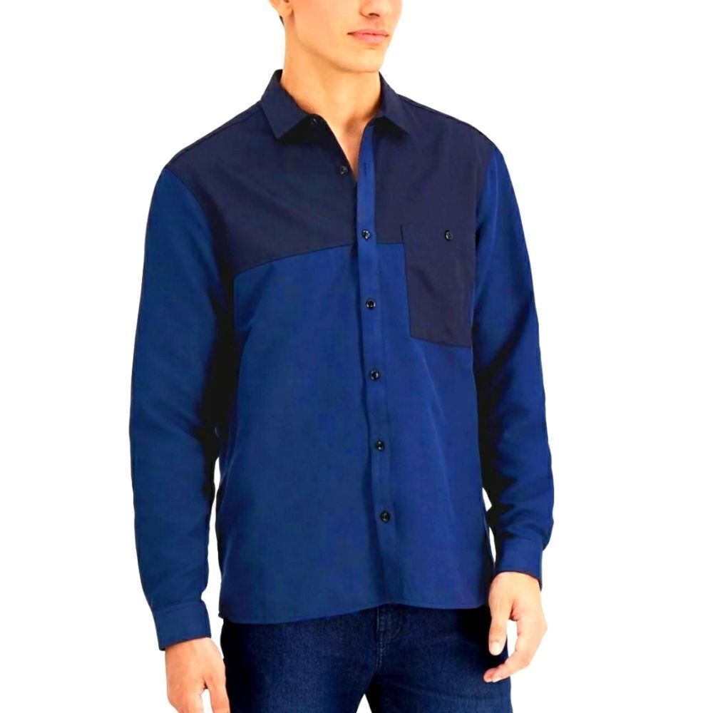Inc International Pieced Button-Up Long Sleeve Shirt